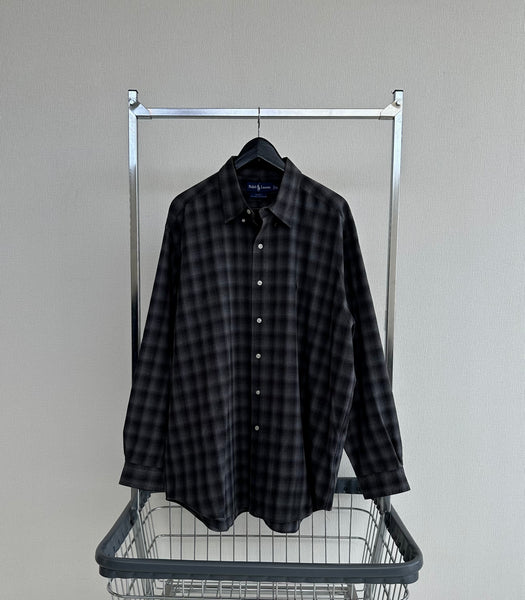90s Polo RalphLauren BLAKE ShadowPlaid L/S Shirt Black&Gray