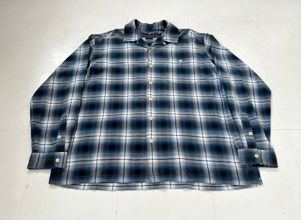 POLO SPORT Shadow Plaid Cotton Loop Shirt XL Blue