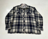 70s KENNINGTON Shadow Plaid Wool Shirt L DeepNavy
