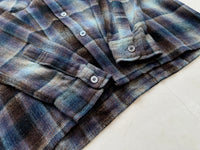 60s Lumber Jack Shadow Plaid Wool Board Shirt M Navy&Brown