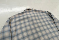 60s Lanerossi Shadow Plaid Loop Wool Shirt L Turquoise&Ivory