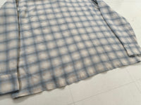 60s Lanerossi Shadow Plaid Loop Wool Shirt L Turquoise&Ivory