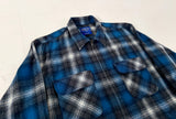 90s Pendleton Front Zip ShadowPlaid Jacket L Blue&Gray