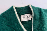60s Lamb Knit Mohair Zip Bomber Jacket XL RoyalGreen