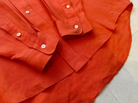 90s Polo Ralph Lauren LOWELL SPORT Linen L/S Shirt M HermesOrange