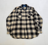 70s PENDLETON Shadow Plaid Western Shirt L Black&White