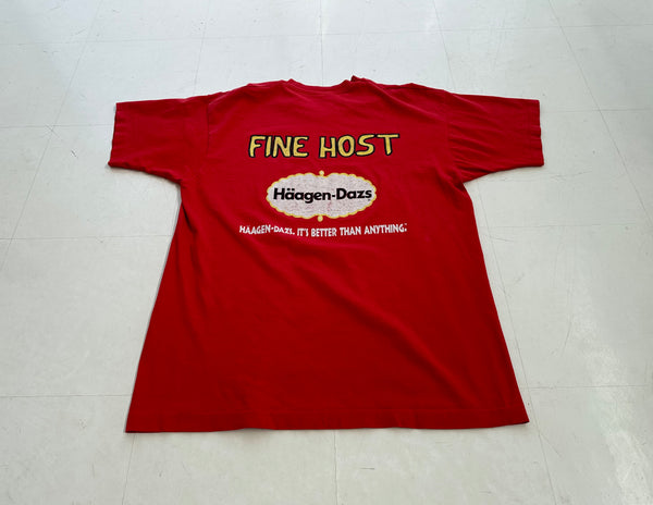 90s Haagen Dazs FINE HOST T shirt XL Red