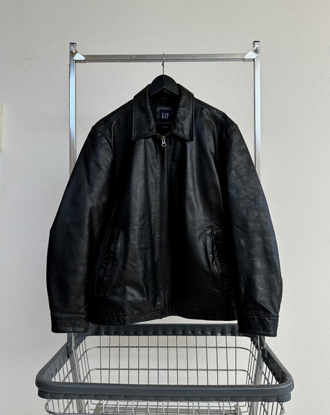 90s GAP Sports Leather Jacket L Black