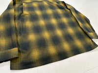 60s Woolshire Shadow Plaid Loop Wool shirt XL Mustard&Black