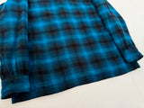 70s PENDLETON Shadow Plaid Wool Jacket XL Blue