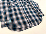 70s SIR PENDLETON Shadow Plaid Western Shirt L Blue