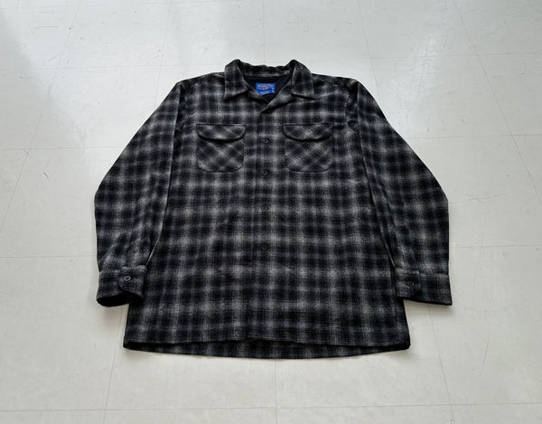 90s Pendleton Shadow Plaid Board Shirt M Black &Gray