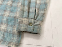 60s WOOL O THE WEST Shadow Plaid Loop Wool Shirt XL Turquoise