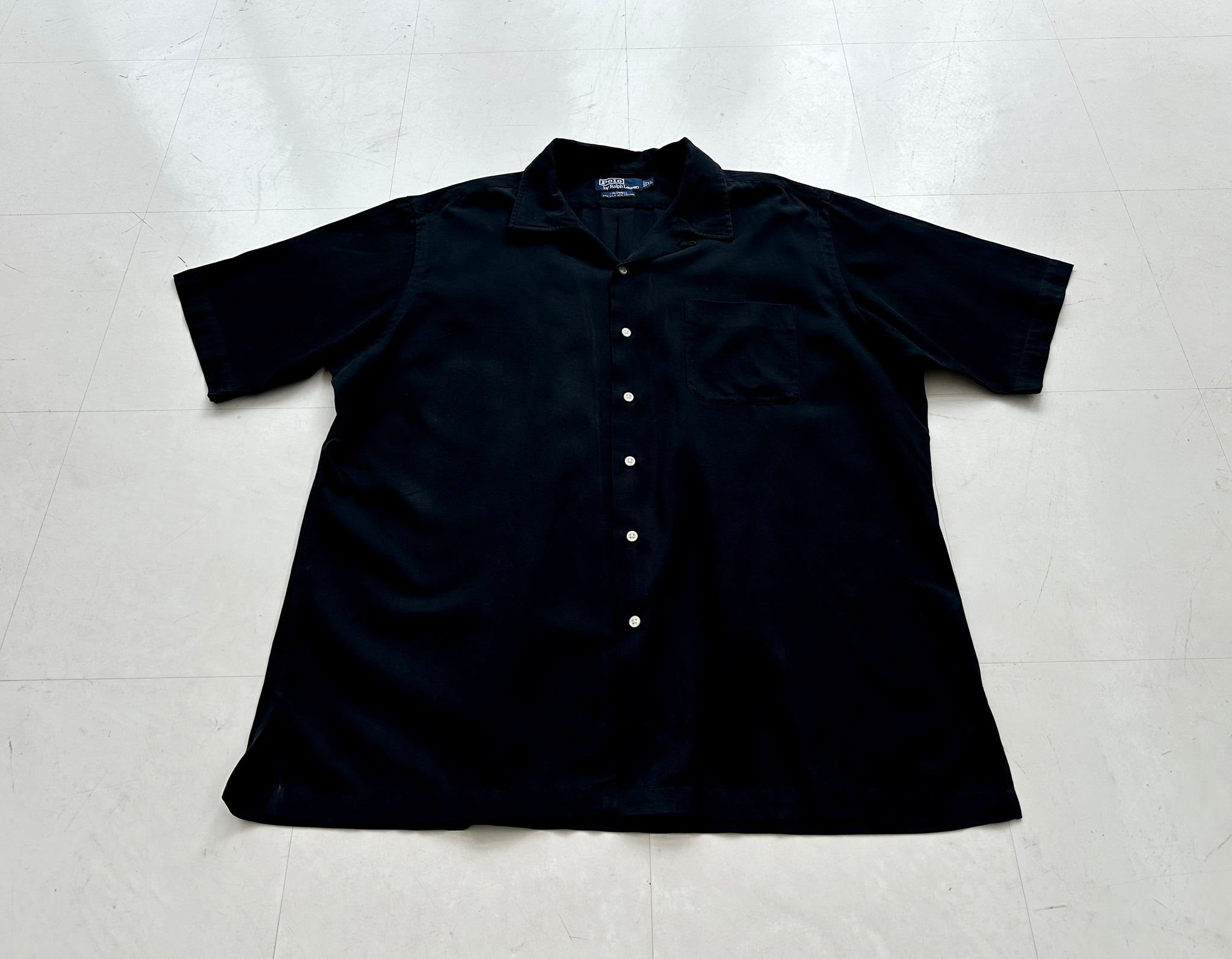 90s Ralph Lauren Shirt CALDWELL 黒 無地 XL