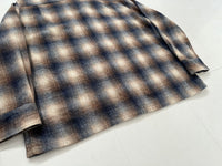 60s Cascade Shadow Plaid Loop Wool Shirt XL Navy&Brown