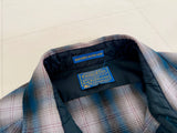 70s SIR PENDLETON Shadow Plaid Western Shirt L Blue