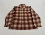 50s MERRILL Woolen Mills Shadow Plaid Wool Jacket L Brown