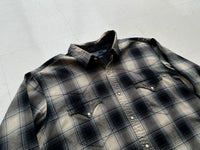 90s Polo Ralph Lauren Shadow Plaid Western Shirt XXL Black&White