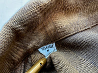 60s Vintage ShadowPlaid Rayon Loop Shirt M Brown&Mustard