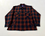 90s Pendleton Front Zip ShadowPlaid Jacket XL Black&Brown