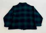 80s Eddie Bauer Shadow Plaid Wool Zip Jacket XL Green