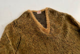 50s JAEGER Mohair Knit Striped Sweater 42 Mustard&Black
