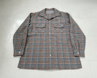 60s Shadow Plaid Loop Wool Shirt SalmonPink&Gray