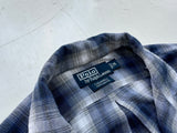 90s Polo Ralph Lauren CALDWELL Rayon Shadow Plaid L/S Shirt M Blue&White