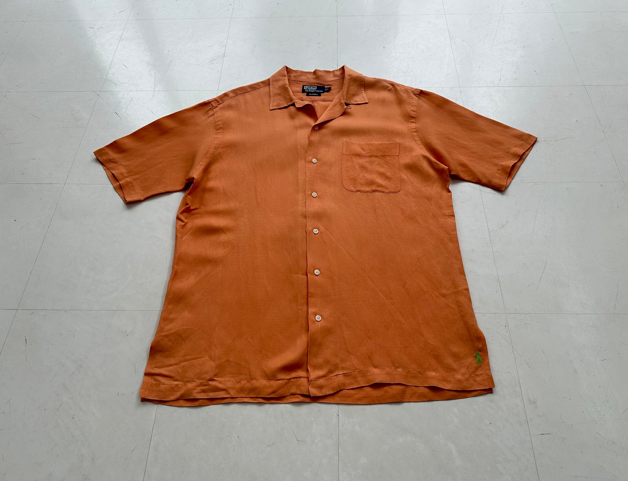 90s Polo Ralph Lauren CALDWELL Loop Shirt L HermesOrange – NO BURCANCY