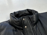 80s Eddie Bauer Leather Puffer Jacket L Black