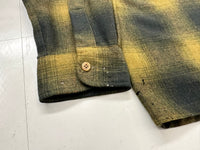 60s Woolshire Shadow Plaid Loop Wool shirt XL Mustard&Black