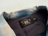 RRL Shadow Plaid Rayon Loop L/S Shirt M Blue