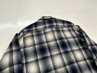 70s KENNINGTON Shadow Plaid Wool Shirt L DeepNavy