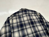 70s KENNINGTON Shadow Plaid Wool Shirt L DeepNavy