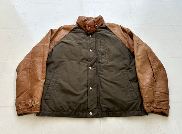 90s Polo Ralph Lauren Leather Puffer Jacket M Khaki&Brown