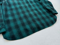 50s Sears Shadow Plaid Wool Shirt XL Green&Black