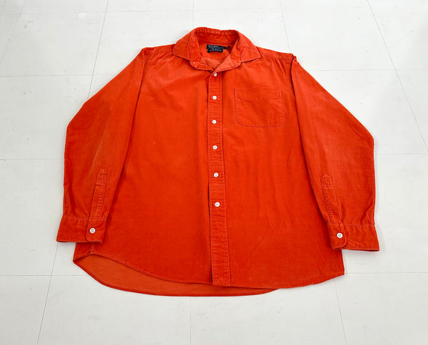 90s Polo Ralph Lauren Western Luxury Corduroy L/S Shirt M HermesOrange
