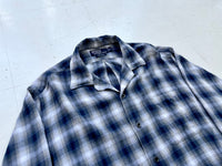 90s Polo Ralph Lauren CALDWELL Rayon Shadow Plaid L/S Shirt M Blue&White