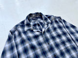 90s Polo Ralph Lauren CALDWELL Rayon Shadow Plaid L/S Shirt M Blue&White