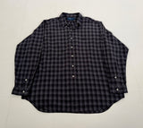90s Polo Ralph Lauren BLAKE ShadowPlaid Shirt XXL Black&Gray