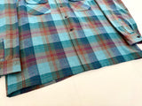 60s Pendleton Shadow Plaid Board Shirt XL Turquoise