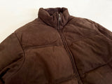90s Timberland WeatherGear Leather Puffer Jacket L DeepBrown