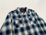 RRL Shadow Plaid Rayon Loop L/S Shirt M Blue
