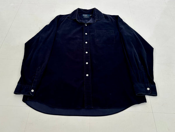 90s Polo Ralph Lauren Western Luxury Corduroy L/S Shirt L Black