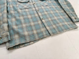 60s WOOL O THE WEST Shadow Plaid Loop Wool Shirt XL Turquoise