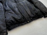 80s Eddie Bauer Leather Puffer Jacket XL Black