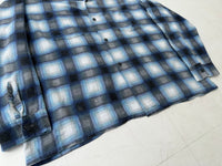 80s Career Club Shadow Plaid Flannel Shirt XL Blue&Black