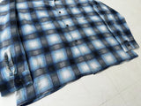 80s Career Club Shadow Plaid Flannel Shirt XL Blue&Black