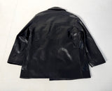 90s Polo Ralph Lauren Double Breasted Leather Coat L Black