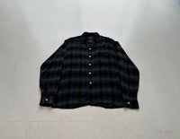 60s AIRMAN ShadowPlaid Rayon Loop Shirt M Black